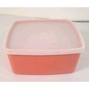 Vintage Tupperware Orange Storage Container 311-85 W/Clear Lid 310-12